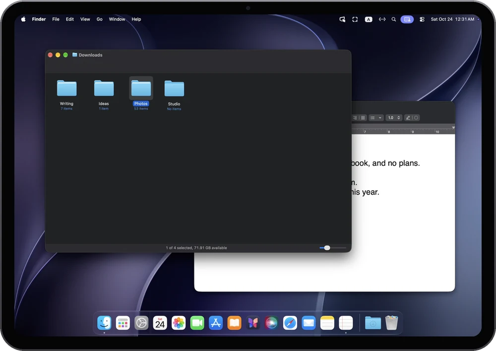 Opening a folder in the Mac's Finder on iPad